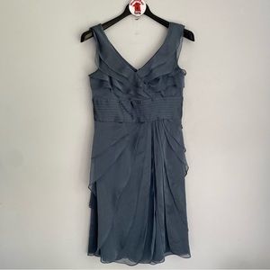 David’s Bridal Slate Blue Chiffon Sleeveless Bridesmaid Dress Size 10